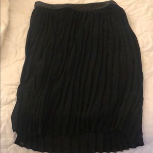 Black Pleated chiffon skirt with leather waist